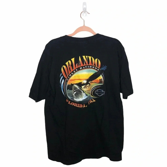 HARLEY DAVIDSON Orlando Florida Graphic Biker Shark T Shirt - Picture 5 of 7